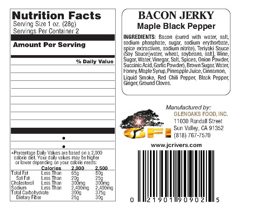 J.C. Rivers Maple Bacon Jerky Nutritional Information