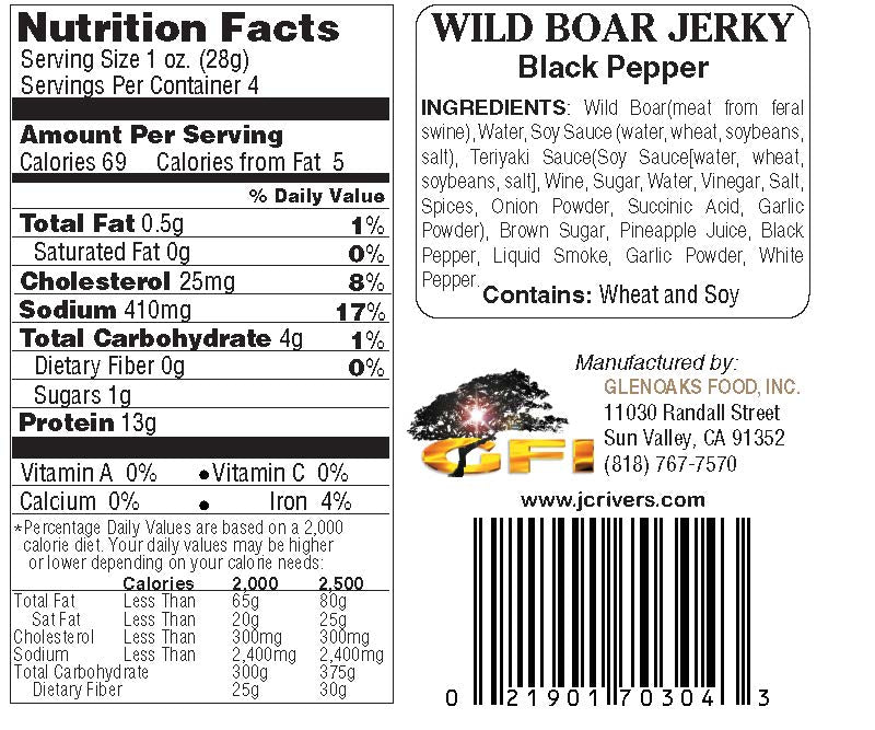 Black Pepper Wild Boar Jerky