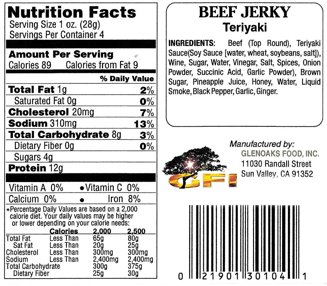 Teriyaki Beef Jerky Nutritional Information